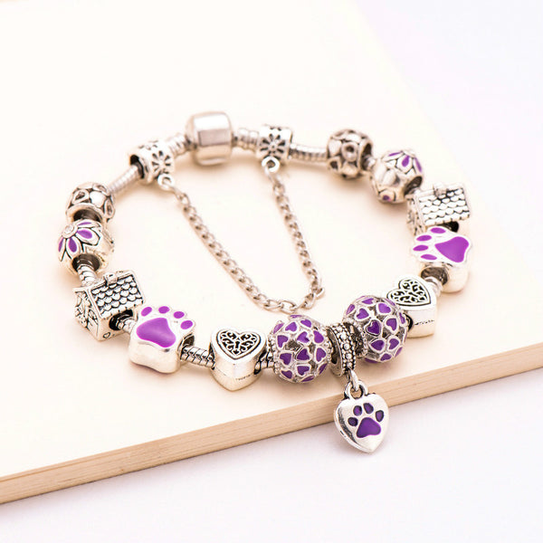 Posh Silver Plated Dog & Hearts Charm Bracelets