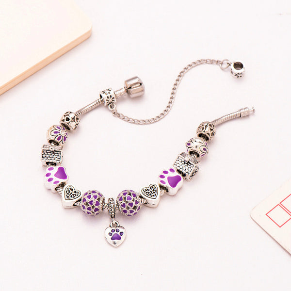 Posh Silver Plated Dog & Hearts Charm Bracelets