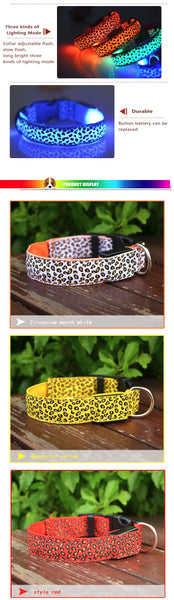 Leopard Prints Glowing LED Dog Collar