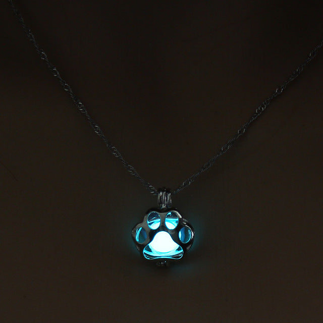 Glow In The Dark Paw Necklace