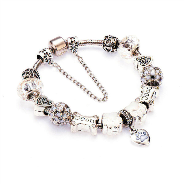 Posh Silver Plated Dog & Hearts Charm Bracelets