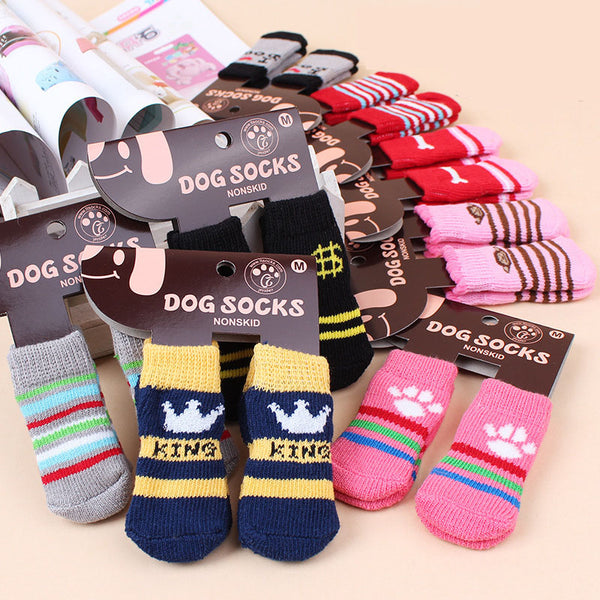 4pcs/lot Fashion Anti-Slip Dog Socks